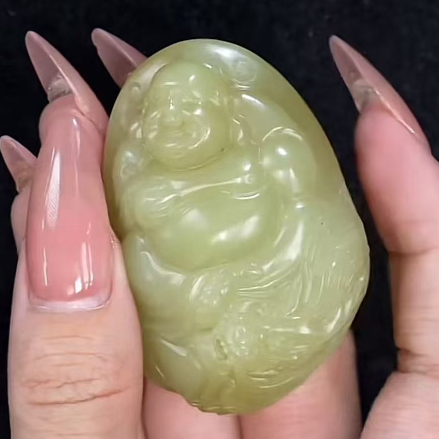 晚清和田玉黄玉弥勒佛