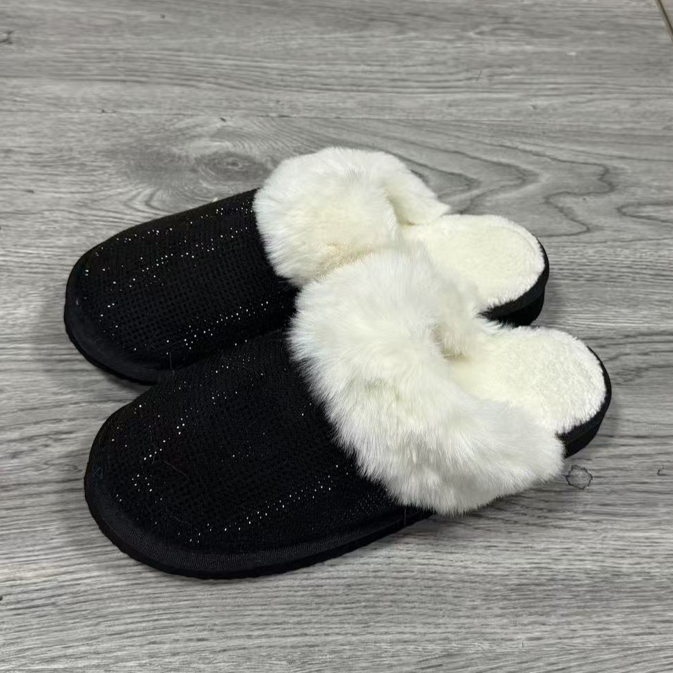 满天星厚底防滑毛绒包头棉拖鞋冬季居家外穿保暖时尚拖鞋女1011