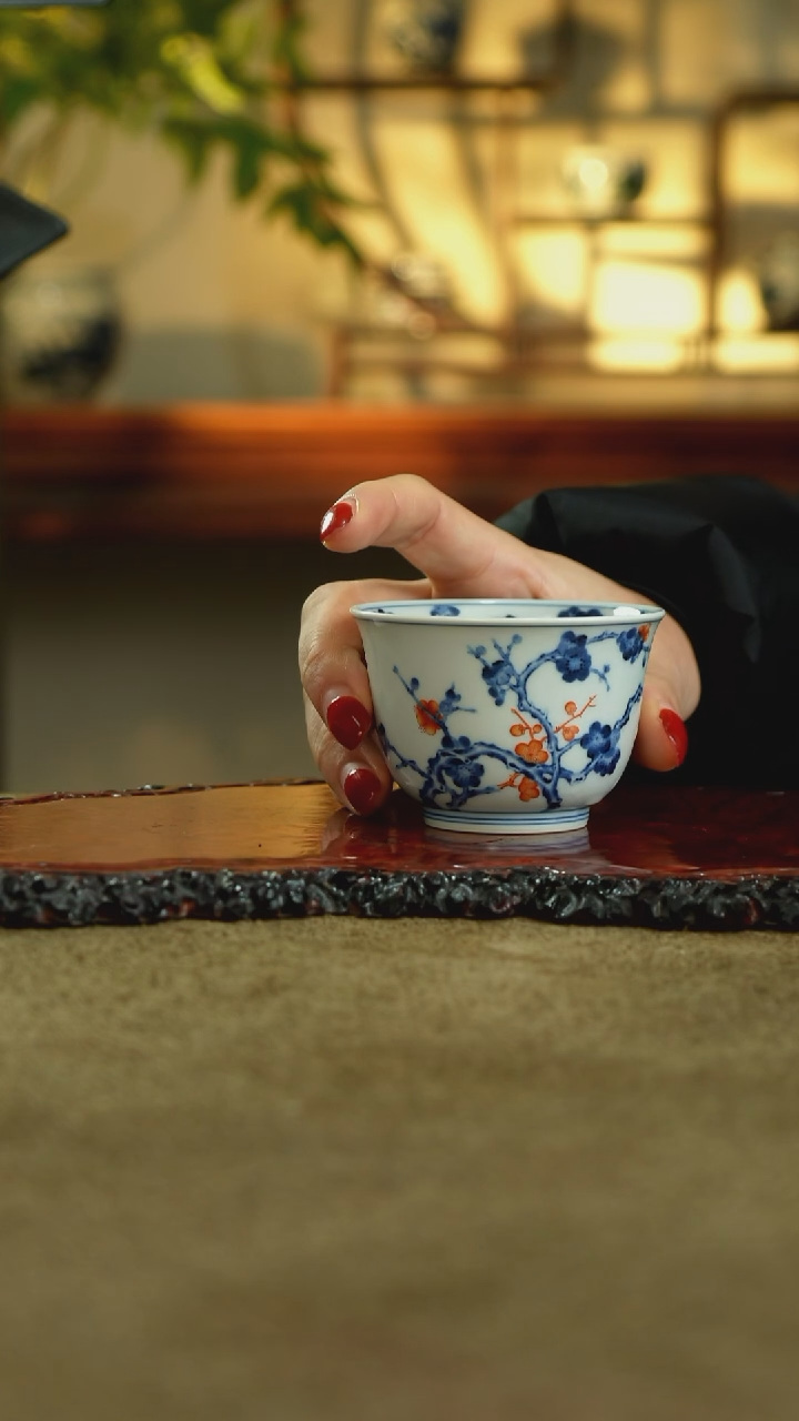 家**乐志纯窑梅花撇口杯