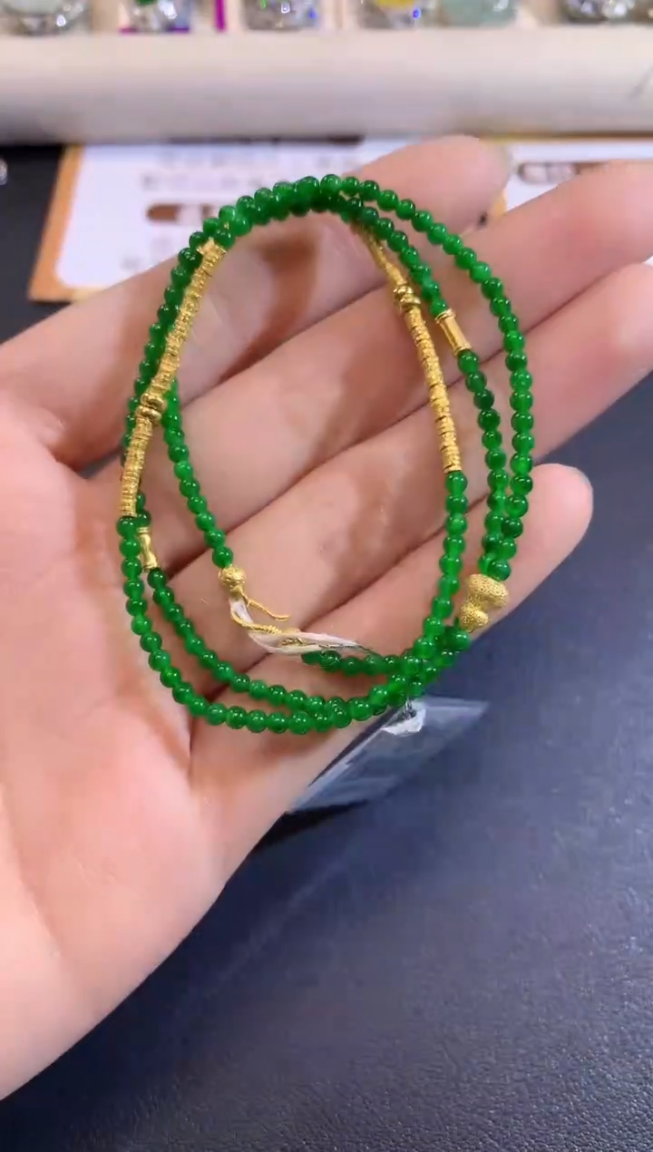 项链18K金镶嵌翡翠S36 