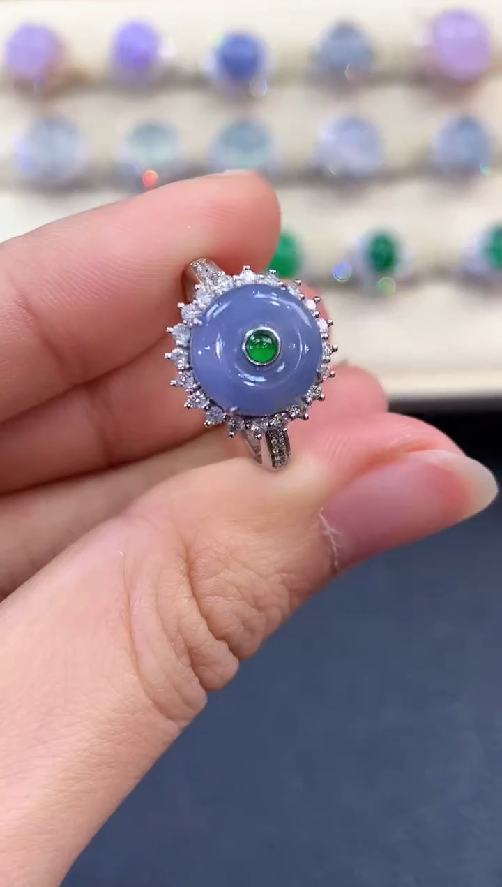 【闪购商品】翡翠戒指18K金镶嵌 B78有色差