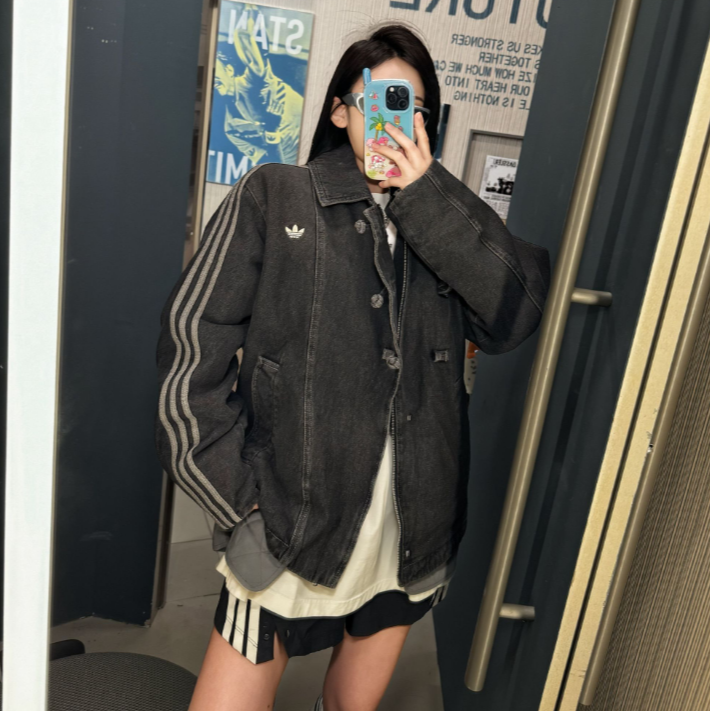 adidas三叶草 阿迪达斯新中式秋冬保暖梭织牛仔运动棉服 KR5066 1
