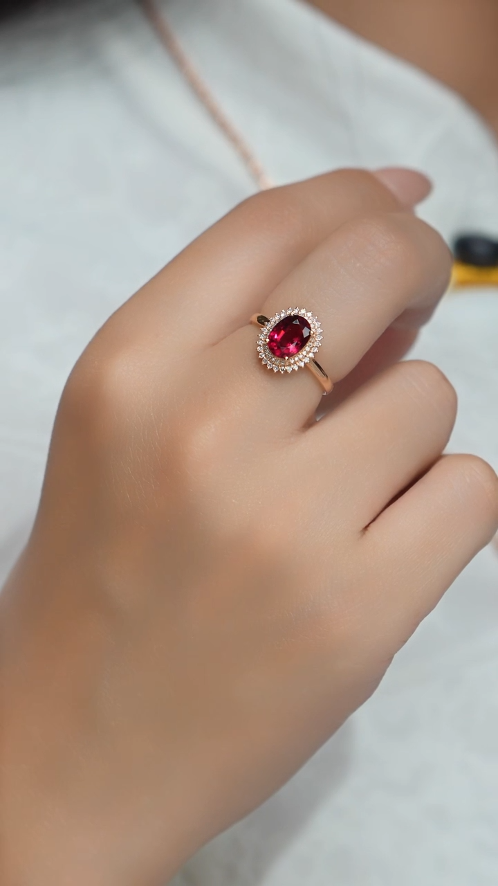 【闪购商品】碧玺18K金戒指18K金镶嵌1