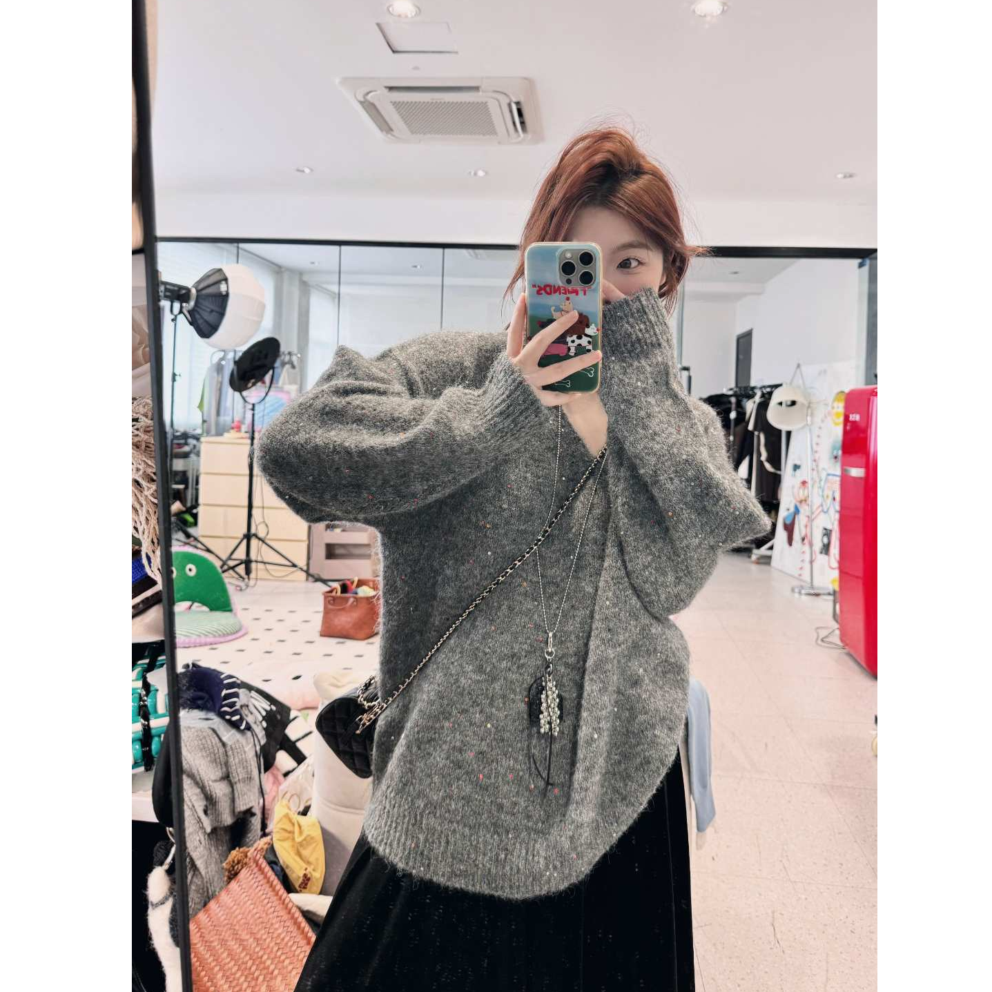 晶咕【满天星！】高级感V领细闪亮片针织衫时尚百搭