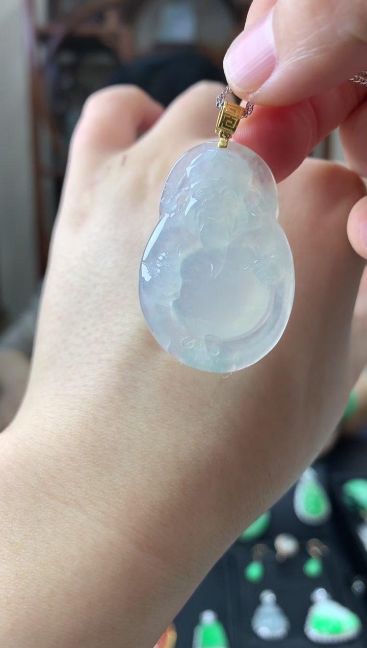 【闪购商品】翡翠吊坠(不含链)18K金镶嵌挂件