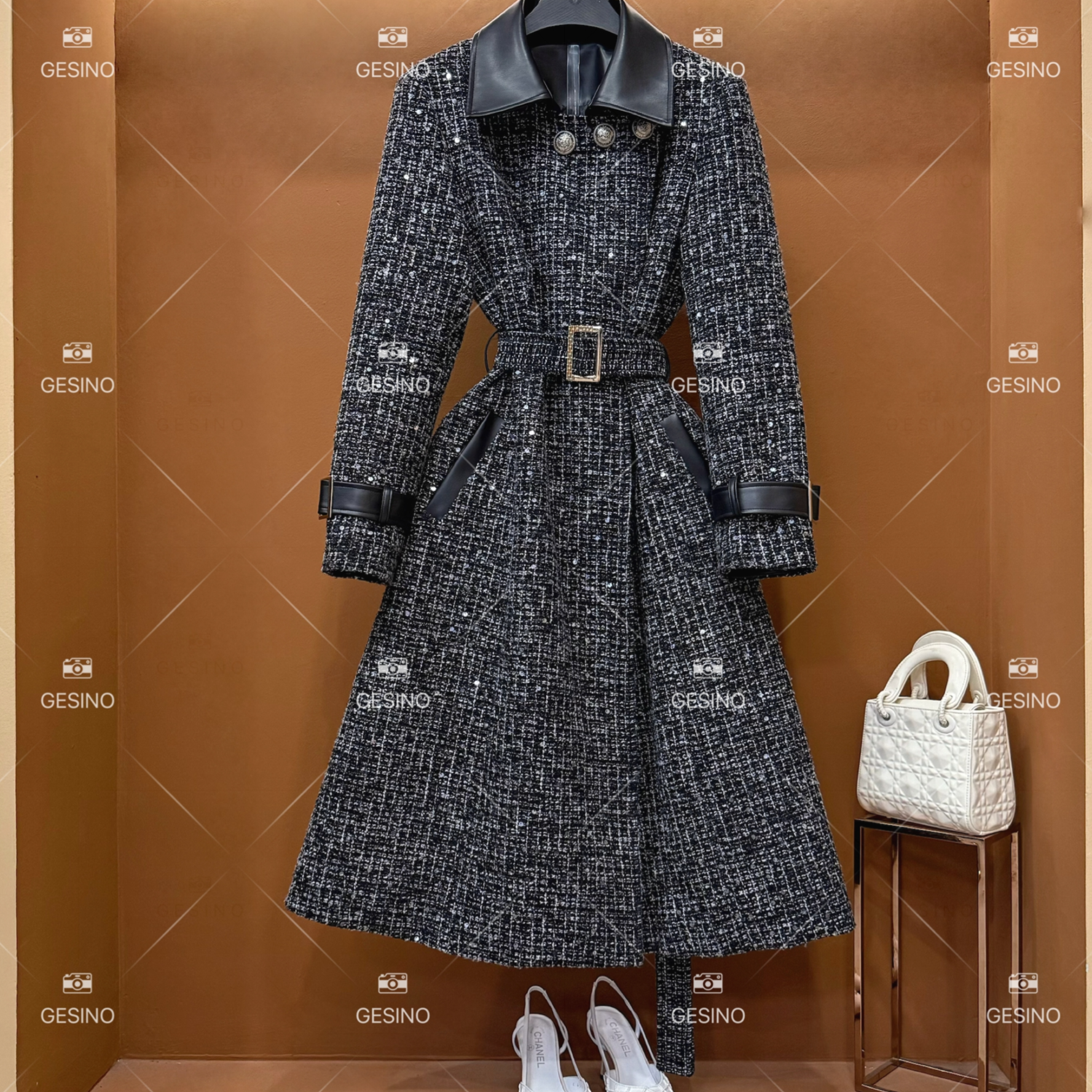 【露】秋冬款小香风法式复古中长款翻领羽绒服显瘦女QD-2024827