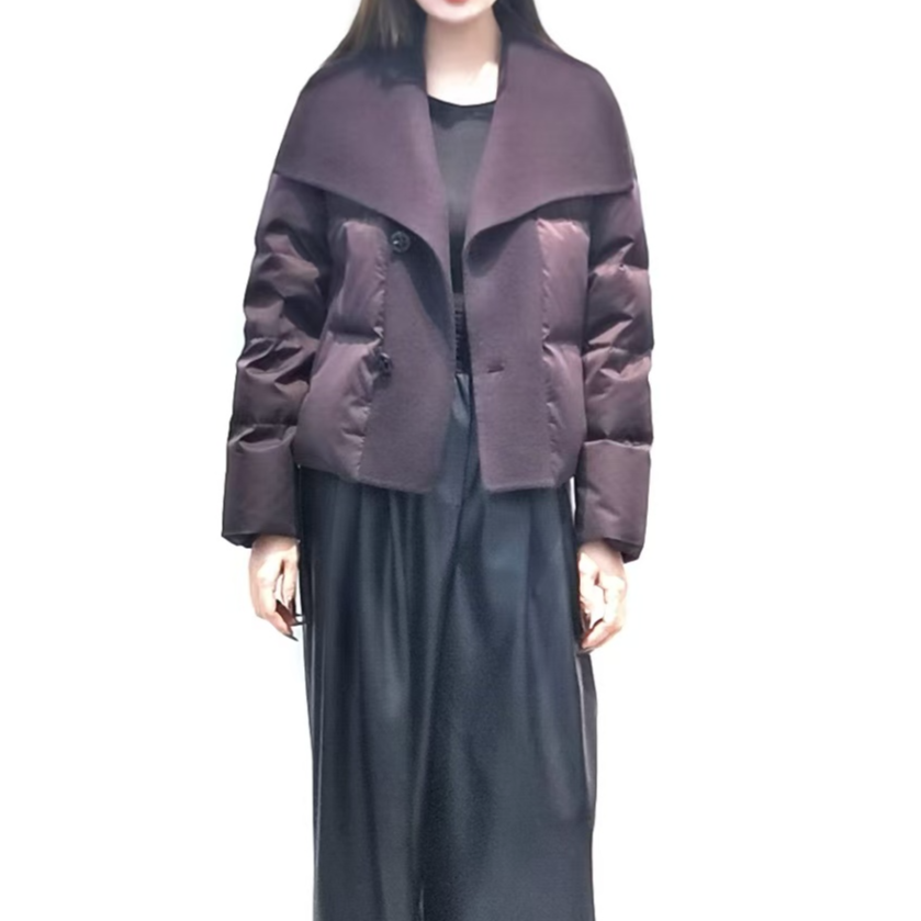 苗姐【“羽”众不同】山羊绒+绵羊毛 拼接短款 90白鹅 羽绒服25898