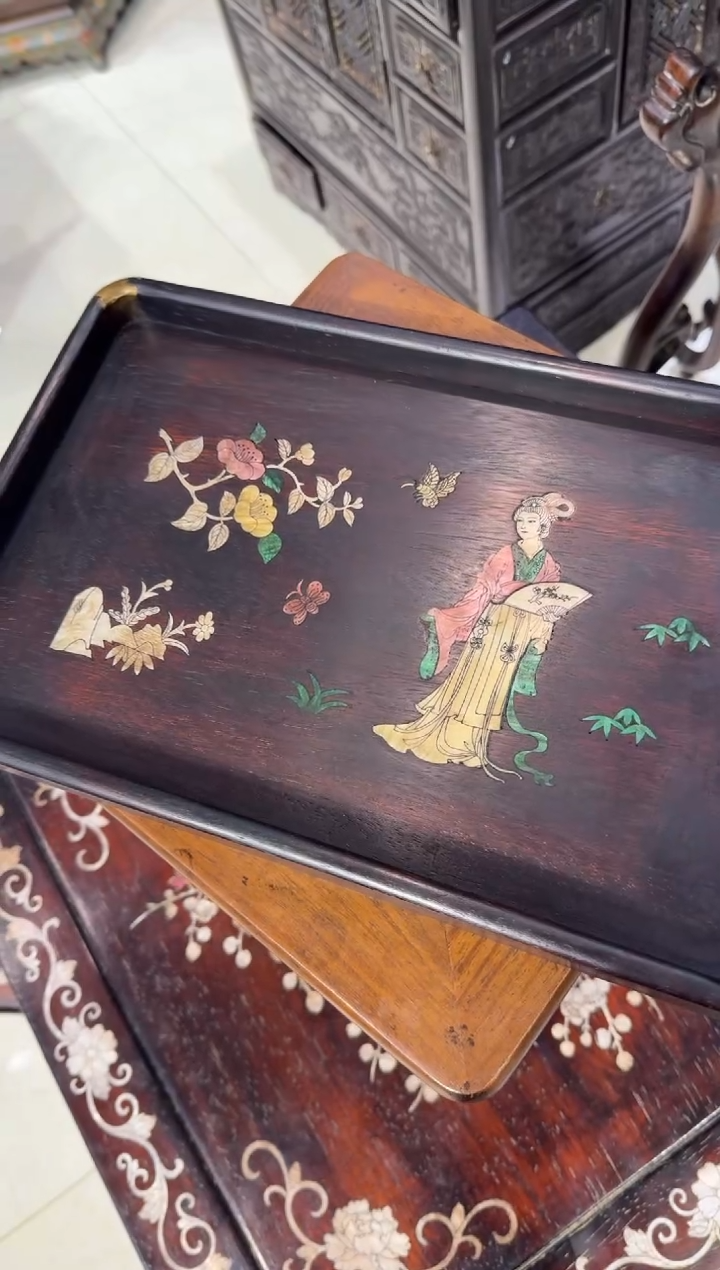 木木头款铜包角仕女图托盘128...888888