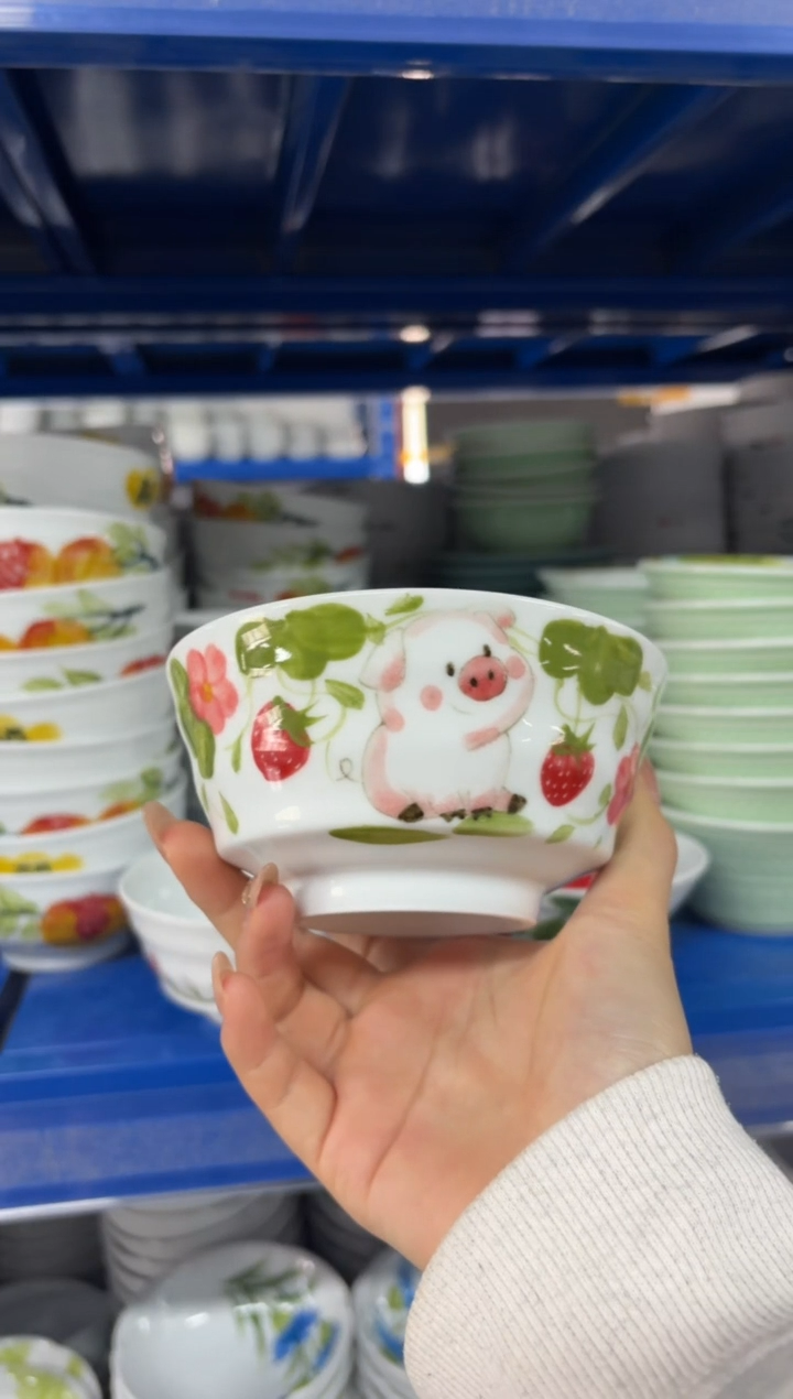 瓷片景德镇高温陶瓷食品级手绘釉中彩-小高脚