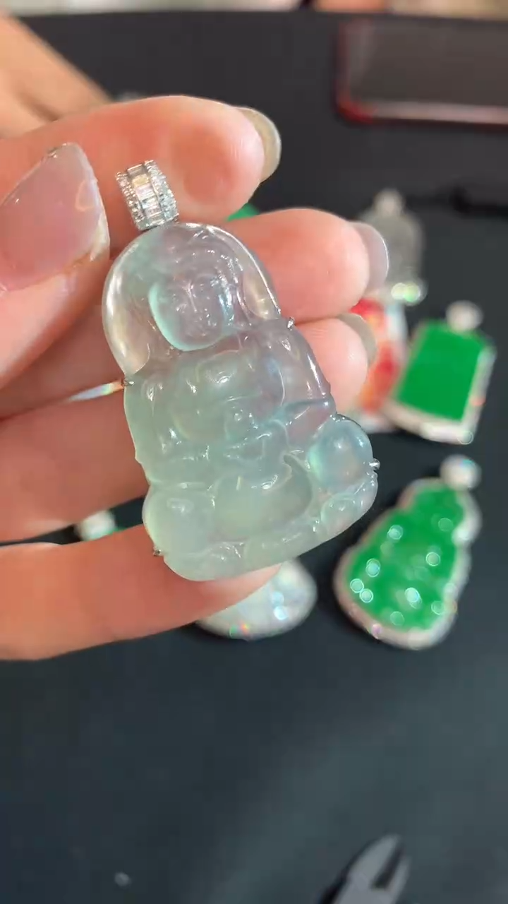 【闪购商品】翡翠18K金镶嵌吊坠(不含链)观音不退不换|6800+0