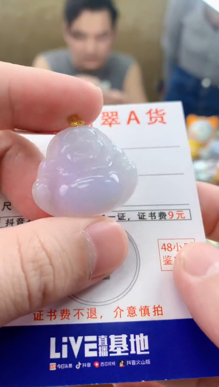 颈饰18K金镶嵌翡翠天然A货翡翠挂件