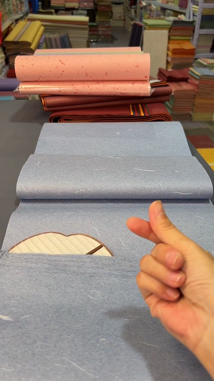 纯手工32*180cm25张金粉丝绒楮皮笺蓝色