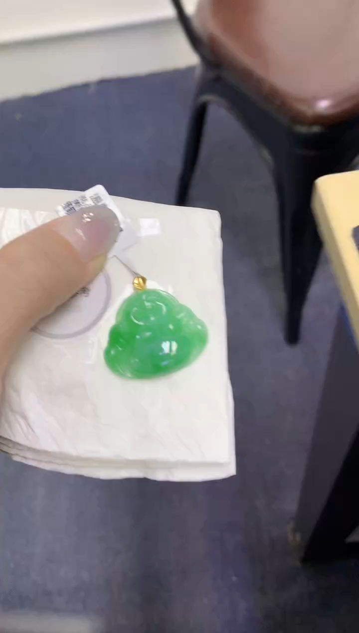 颈饰18K金镶嵌翡翠天然缅甸翡翠A货百元以上9元证书费自理