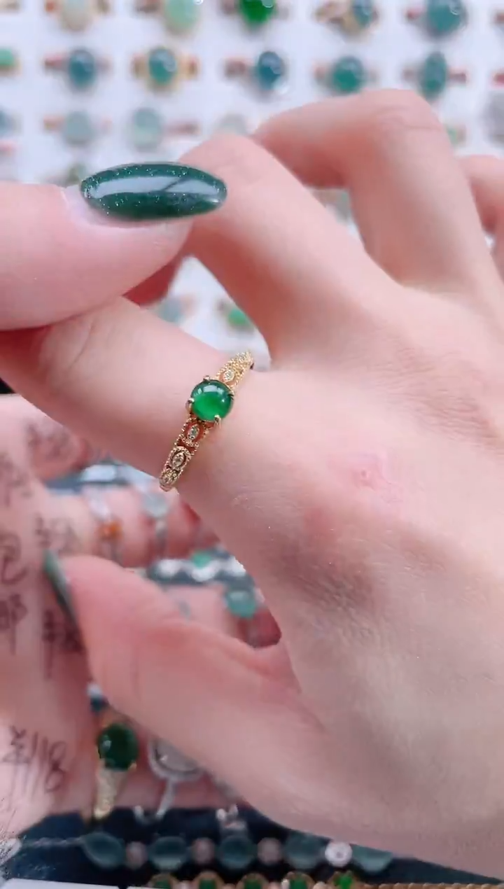 银S925镶嵌戒指翡翠天然翡翠