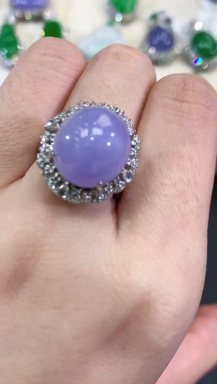 【闪购商品】翡翠戒指18K金镶嵌C120紫货有色差