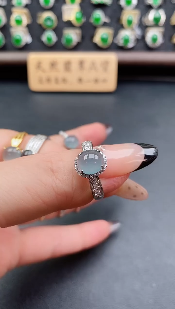 银S925镶嵌戒指翡翠1