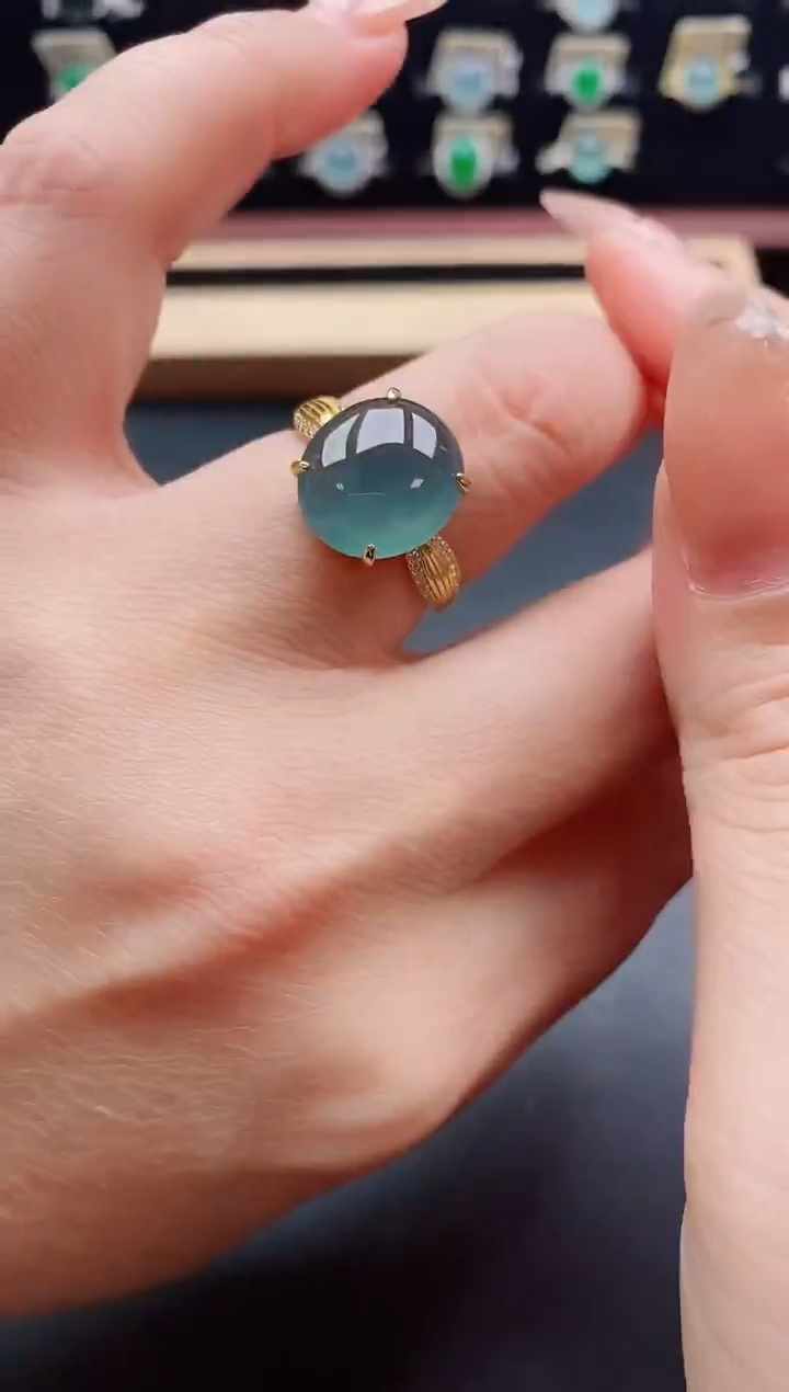 银S925镶嵌戒指翡翠1