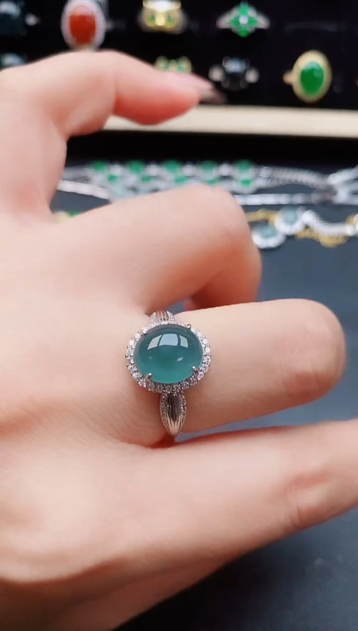 翡翠戒指银S925镶嵌5080550