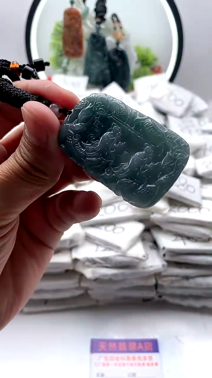 【闪购商品】翡翠颈饰未镶嵌九龙牌【品质一般介意慎拍】