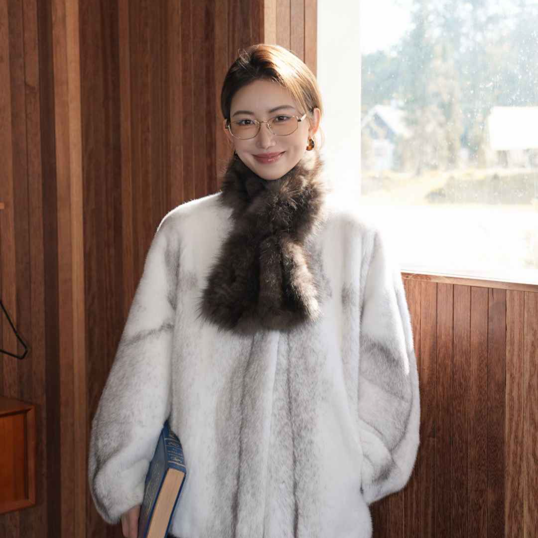 【花花】2025新款稀有原色貂皮大衣整貂水貂皮草女