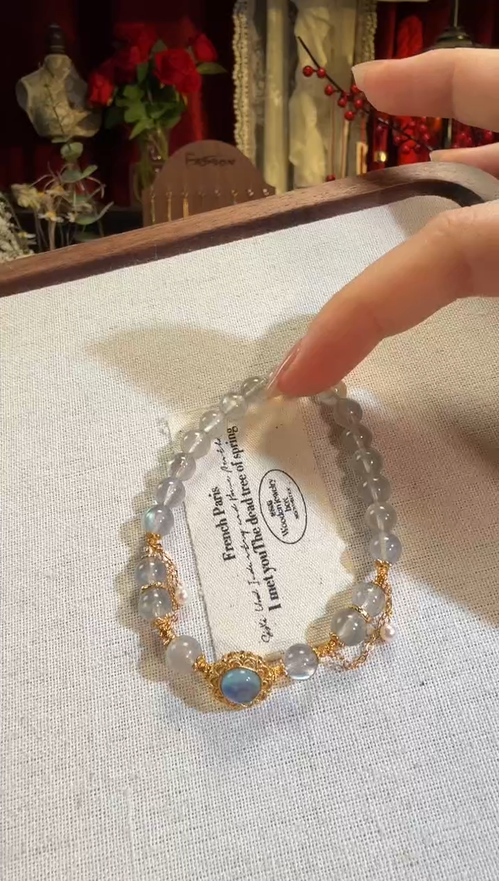 【闪购商品】水晶手链银S925镶嵌灰月光