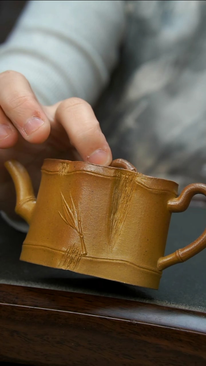 【闪购商品】紫砂茶壶柴烧菱型竹节壶