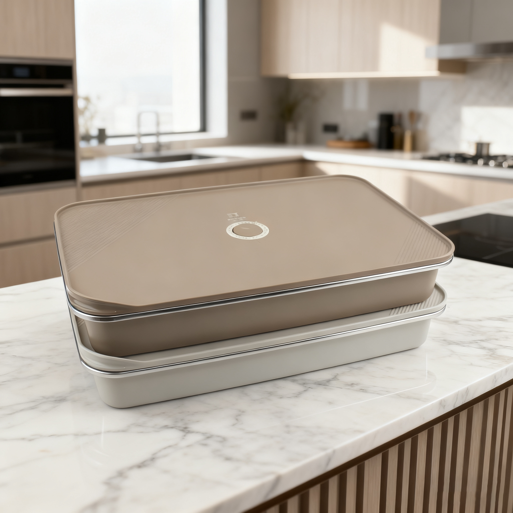 度坚304不锈钢饺子盒 带盖冷冻专用长方形保鲜盒好看大号方盘