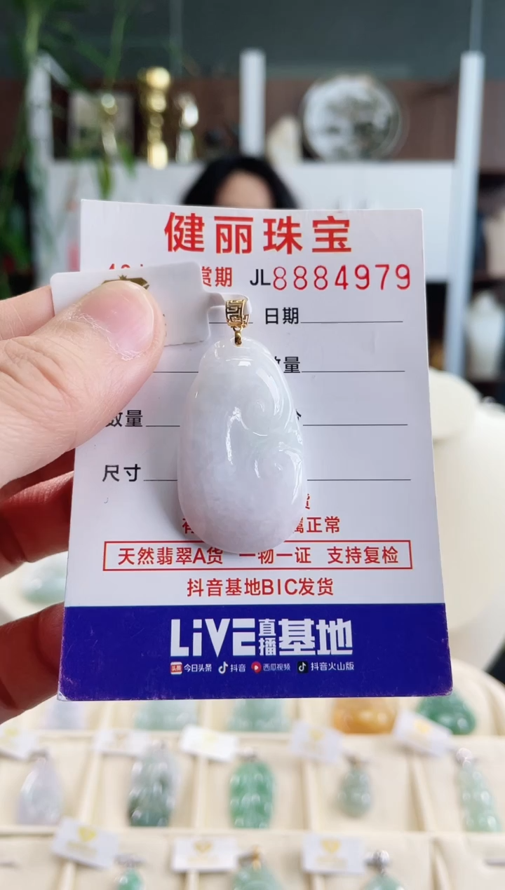 【闪购商品】翡翠颈饰18K金镶嵌天然缅甸翡翠 如意(一物一证)