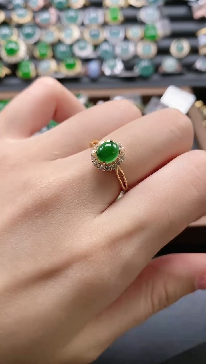 【闪购商品】翡翠戒指银S925镶嵌5151-20