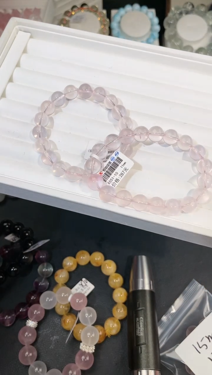 【闪购商品】水晶手链未镶嵌多样性发一冰菊粉11mm