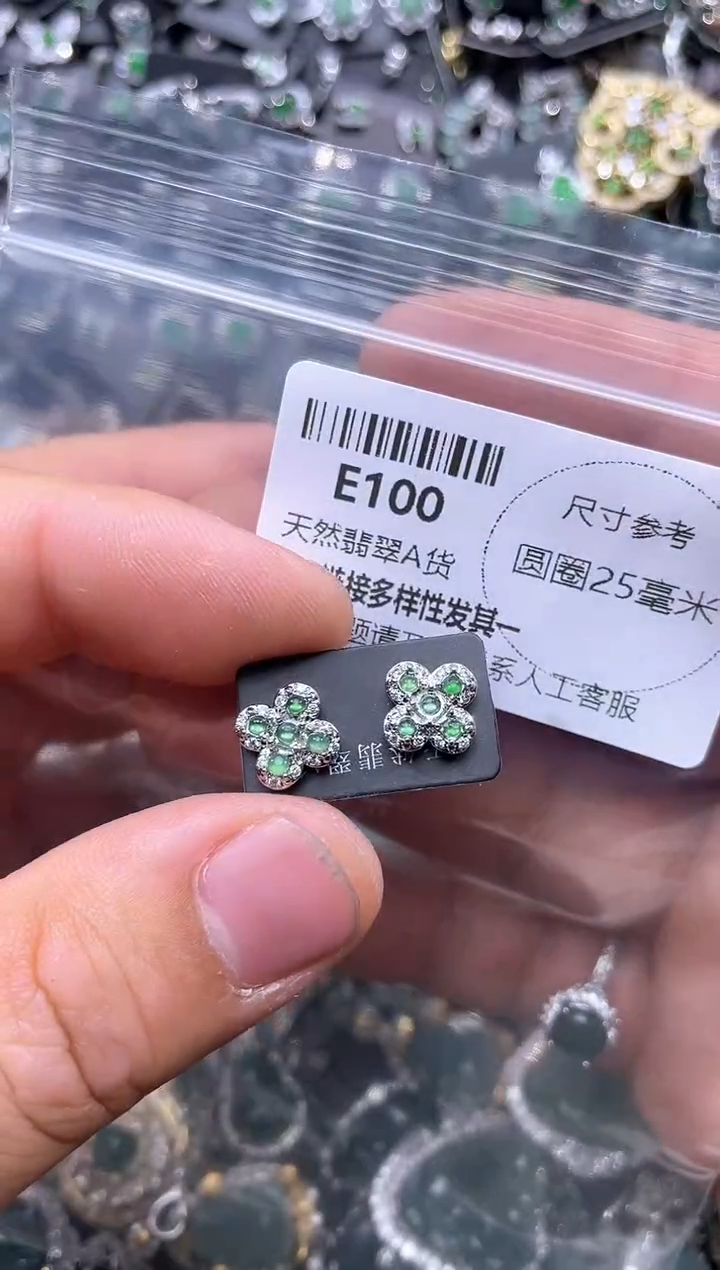 【闪购商品】翡翠颈饰未镶嵌E100耳钉