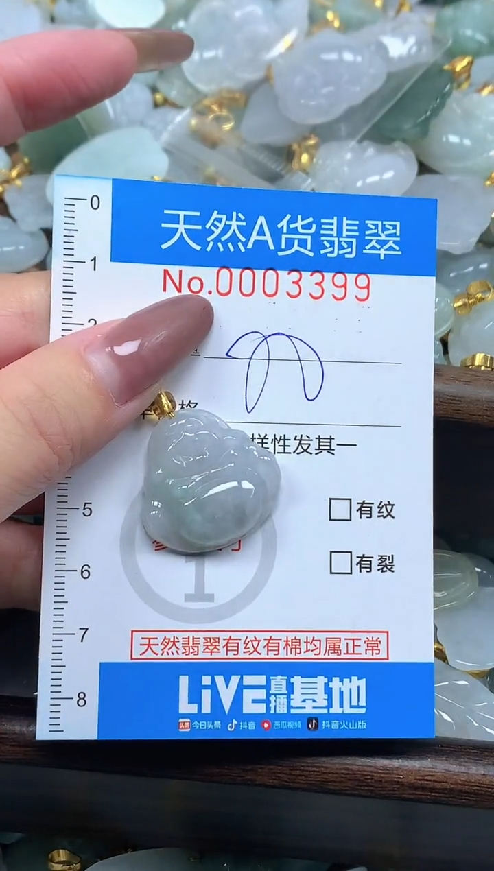 颈饰未镶嵌翡翠净货挂件-3399