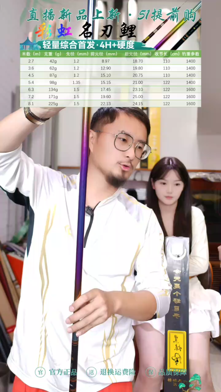碳素【全新】彩虹全涂轻量综合名刃鲤 5.4米