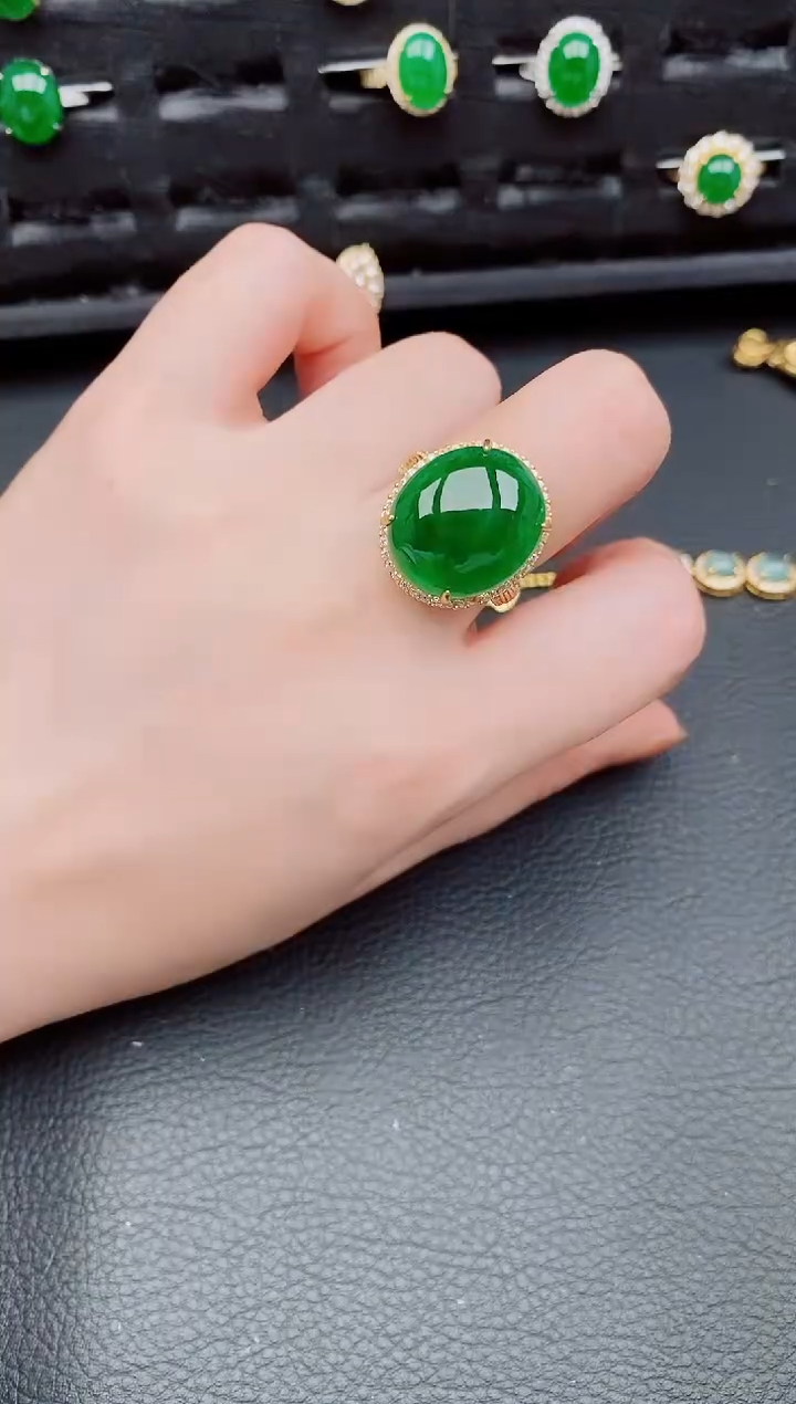 【闪购商品】翡翠戒指银S925镶嵌天然a货翡翠261