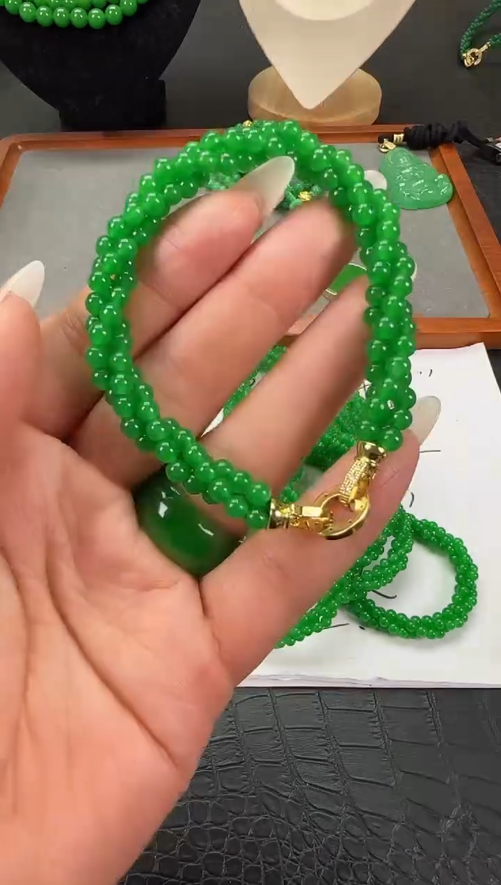 未镶嵌翡翠耳饰小米麻花手串