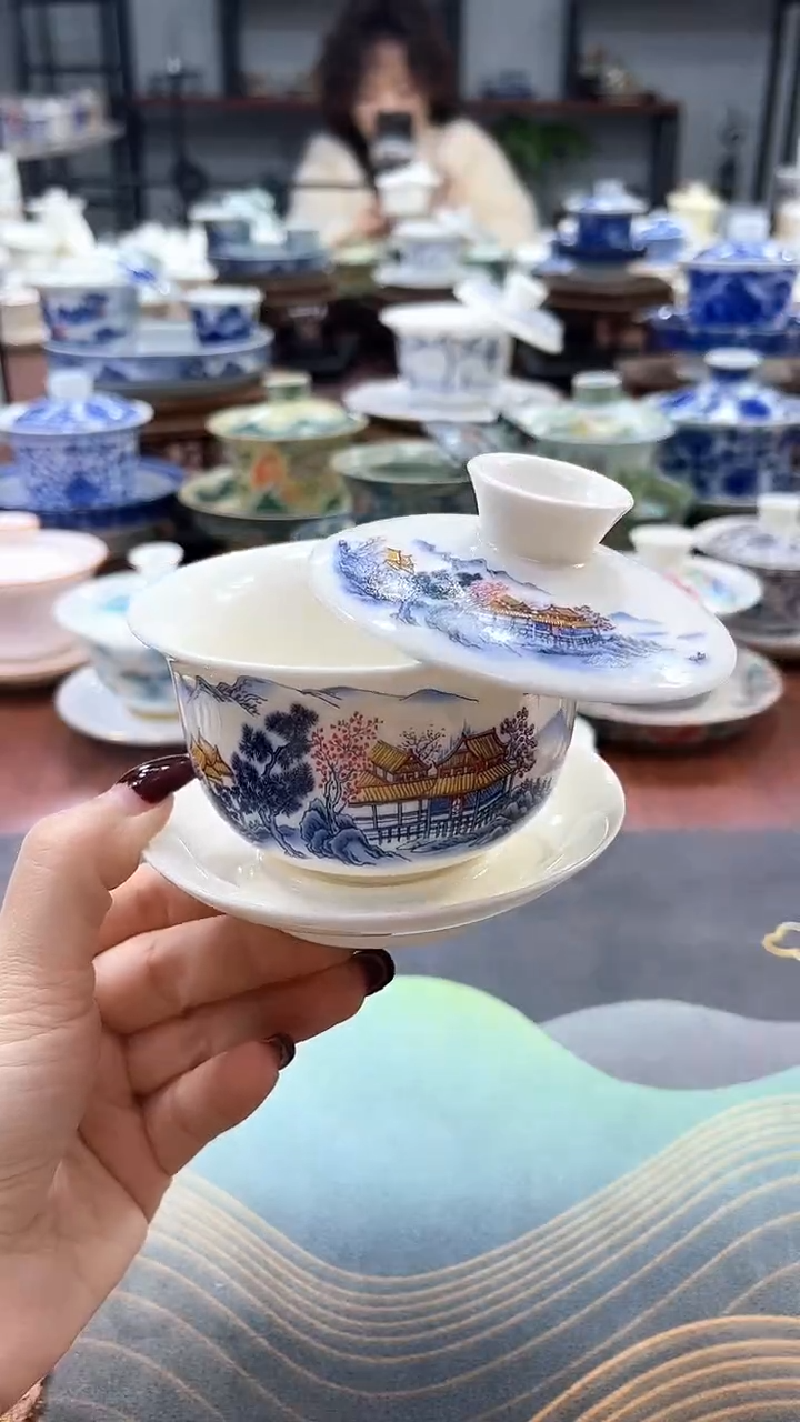 【闪购商品】小号元宝江南悬停盖碗