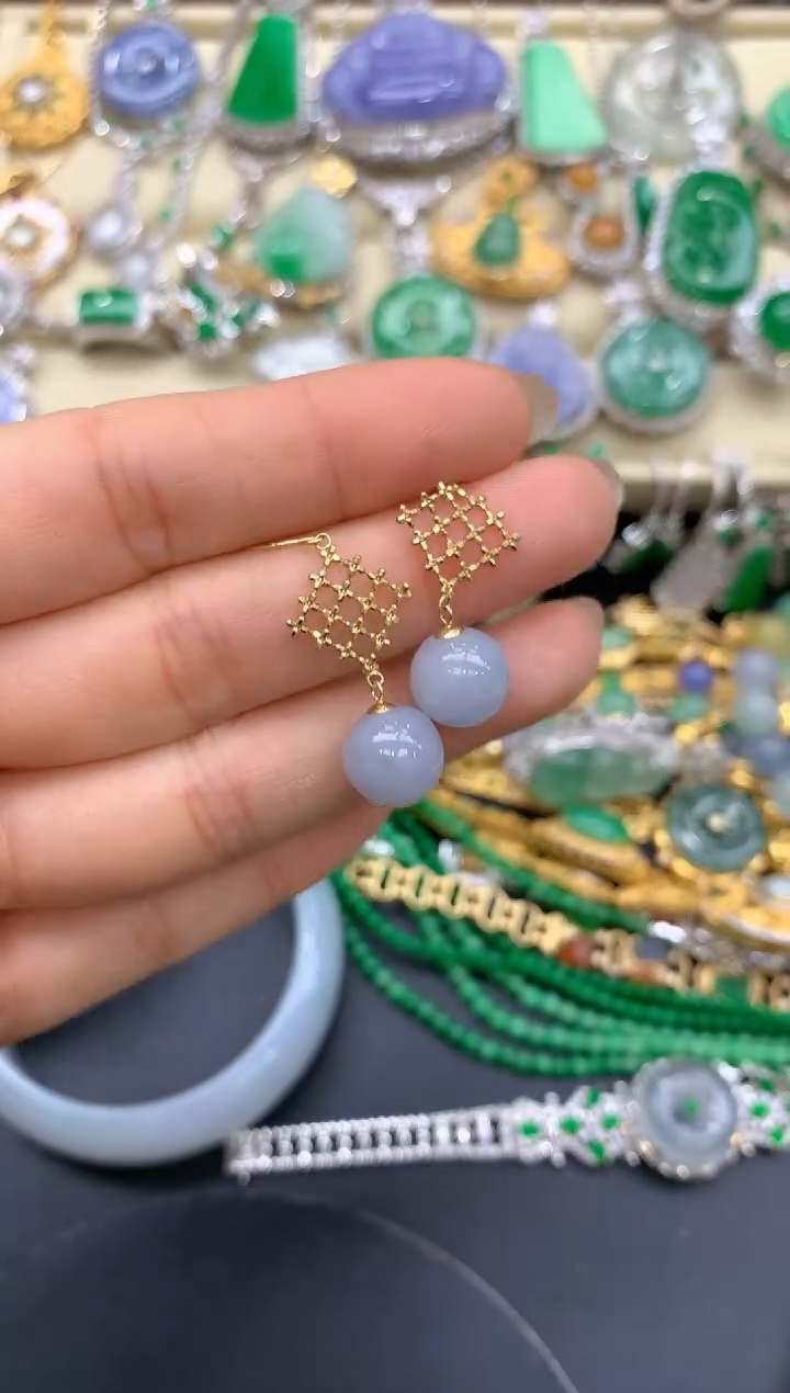 【闪购商品】翡翠耳饰18K金镶嵌242-中国好珍宝