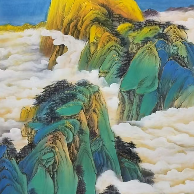 国画四尺三开-黄山云海