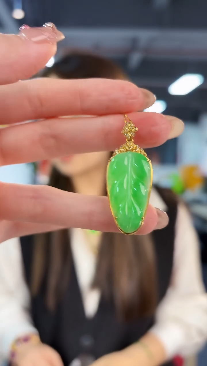 【闪购商品】翡翠颈饰18K金镶嵌缅料A货/支持复检/一件