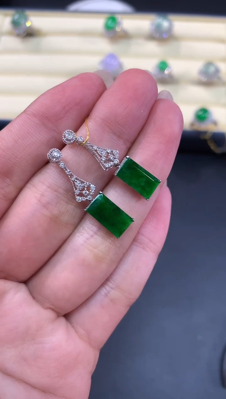 【闪购商品】翡翠耳饰18K金镶嵌耳饰A300|5500