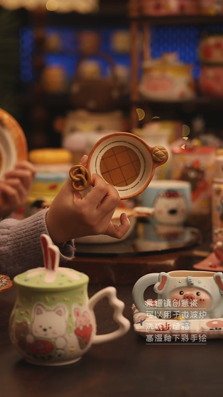 陶瓷景德镇可爱陶瓷釉下彩绘设计师款