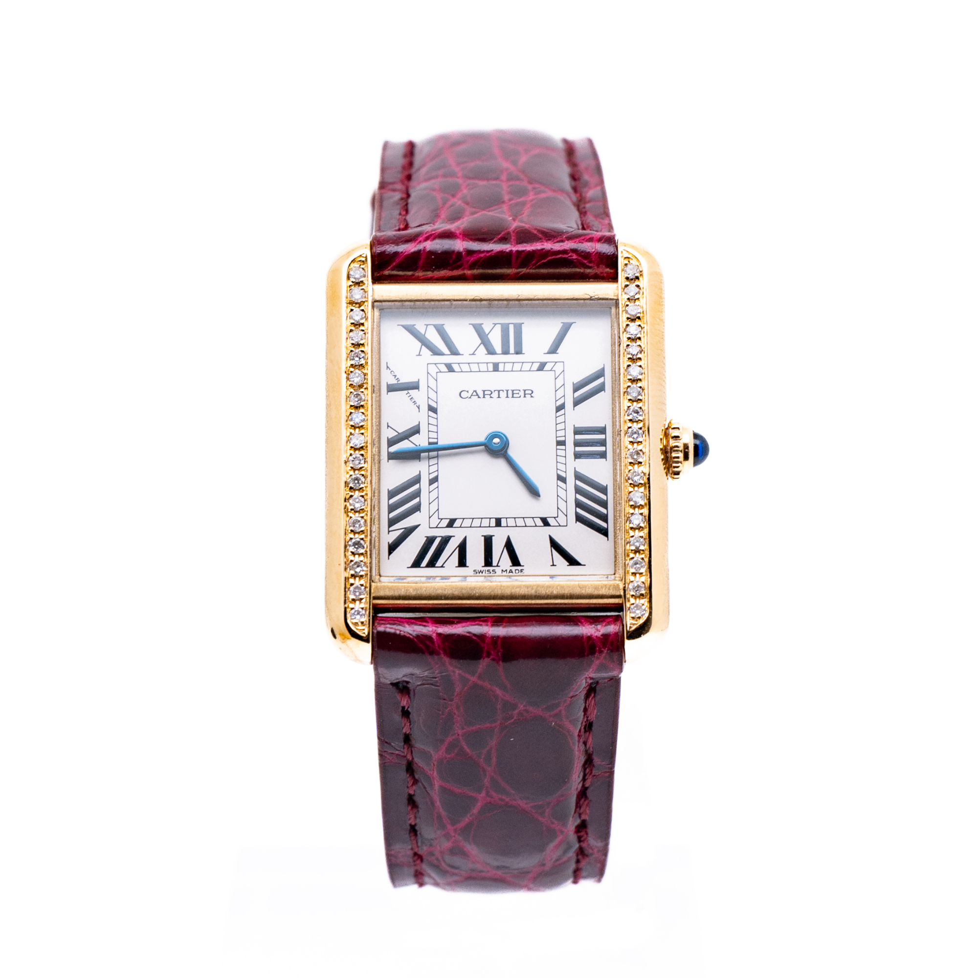 99新 Cartier/卡地亚 坦克W5200002 小号间金后钻女士石英表 单表