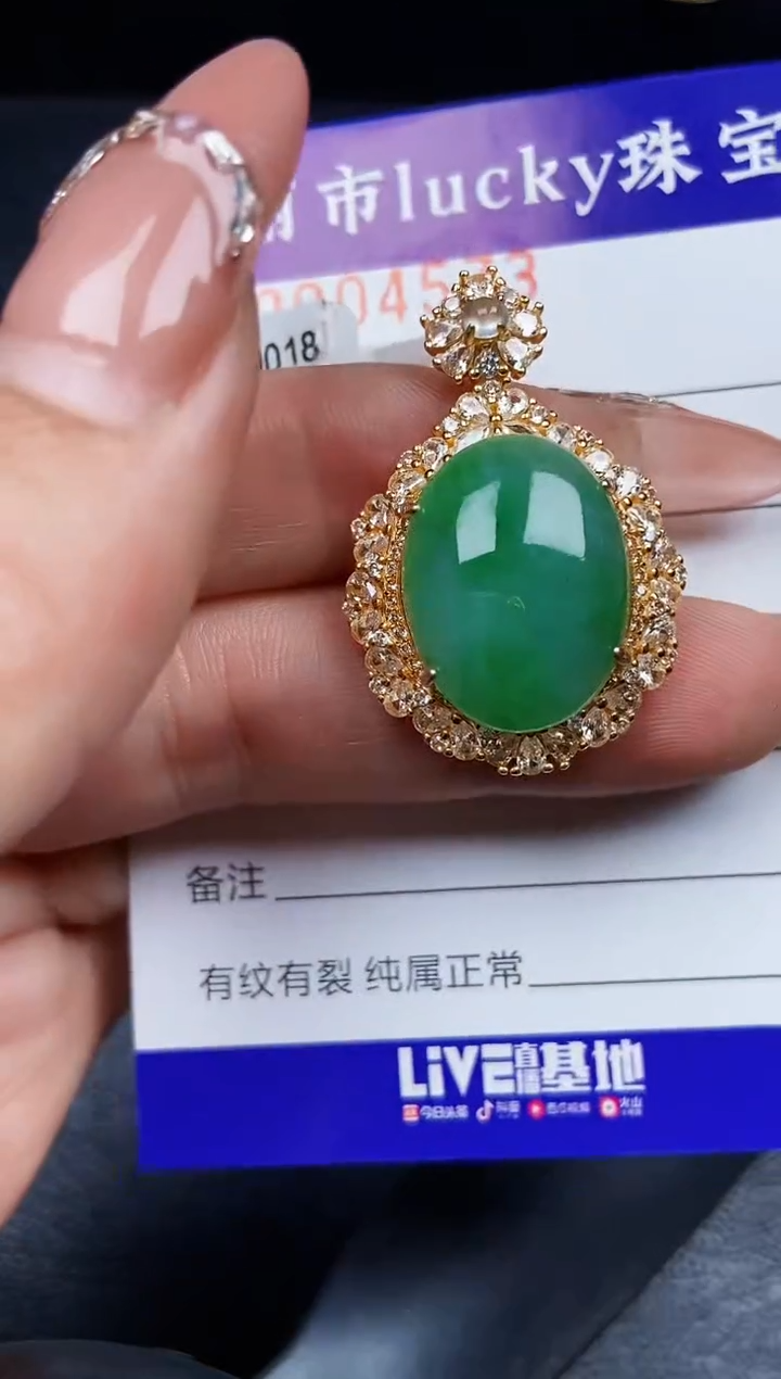 翡翠银S925镶嵌颈饰4573