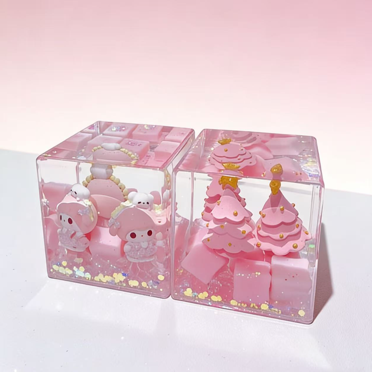 【扣号专拍】亚克力入油高货创意流沙瓶摆件挂件7*7方块/支架摆件