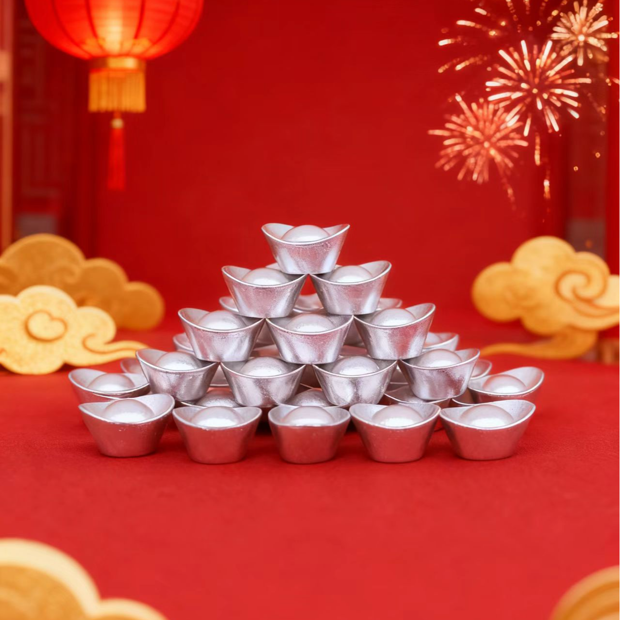 10g古法实心元宝礼袋礼盒复古摆件招财进宝