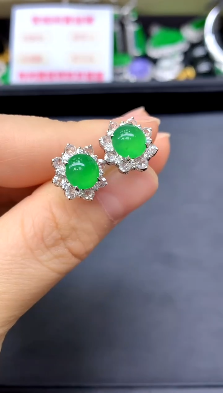 18K金镶嵌翡翠耳饰382-中国好珍宝