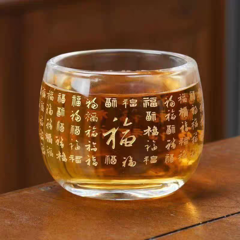 小清新耐热无手柄款百福玻璃杯2003