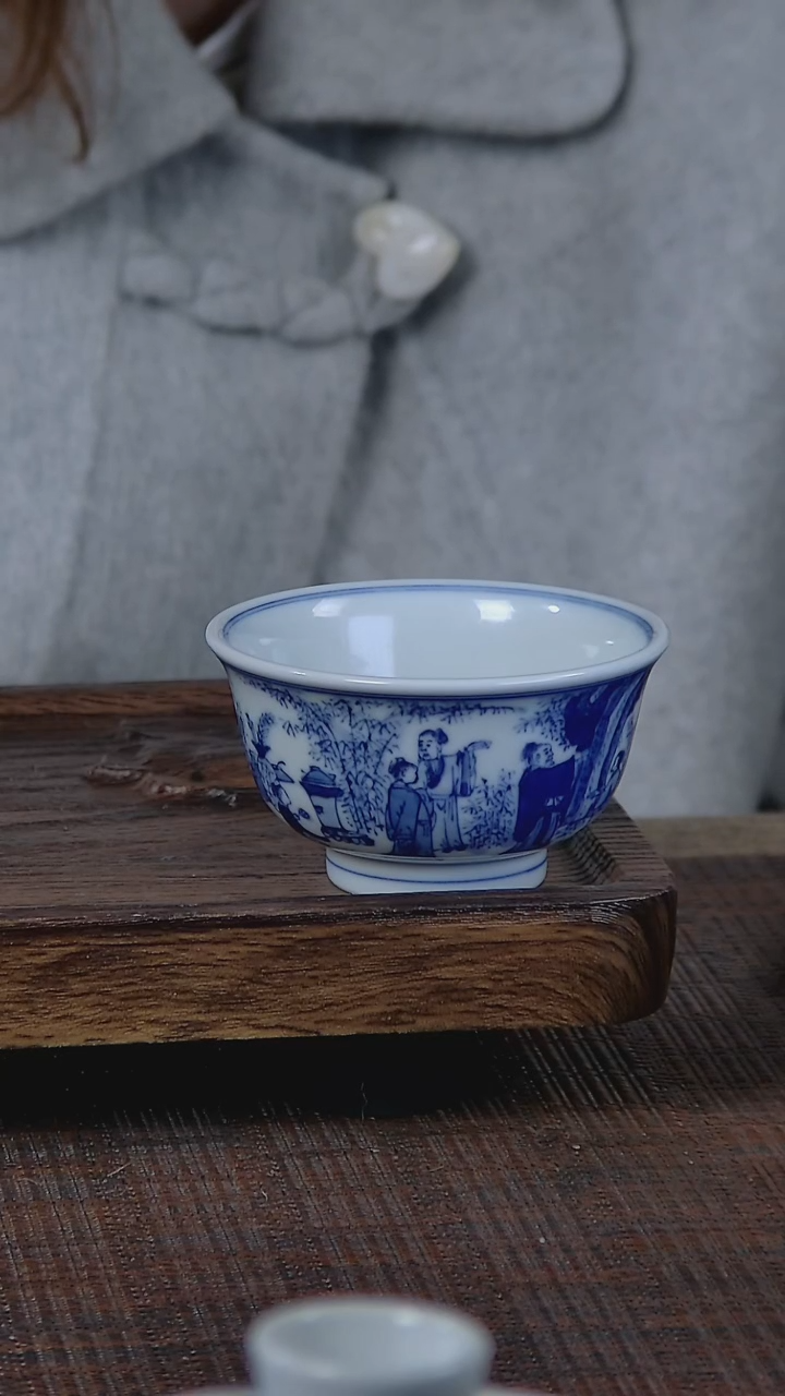【闪购商品】折葵非器手工手绘竹林七贤大压手杯
