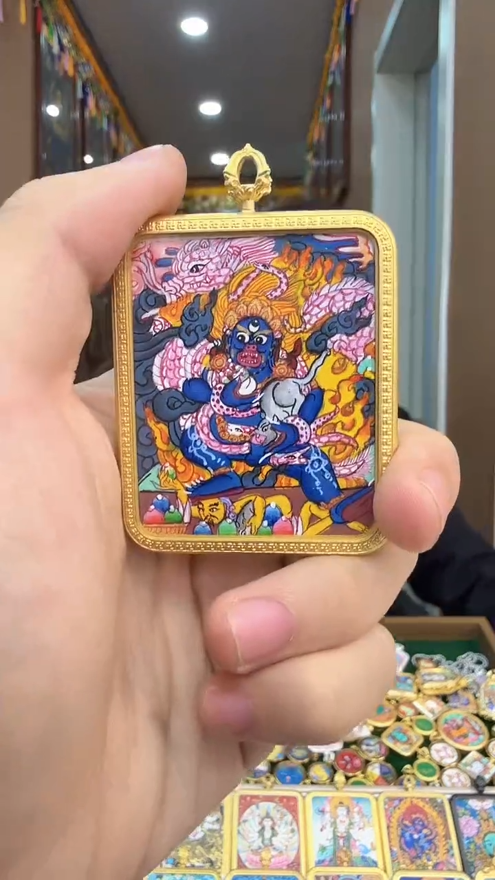 吊坠黑财神-纯手绘唐卡