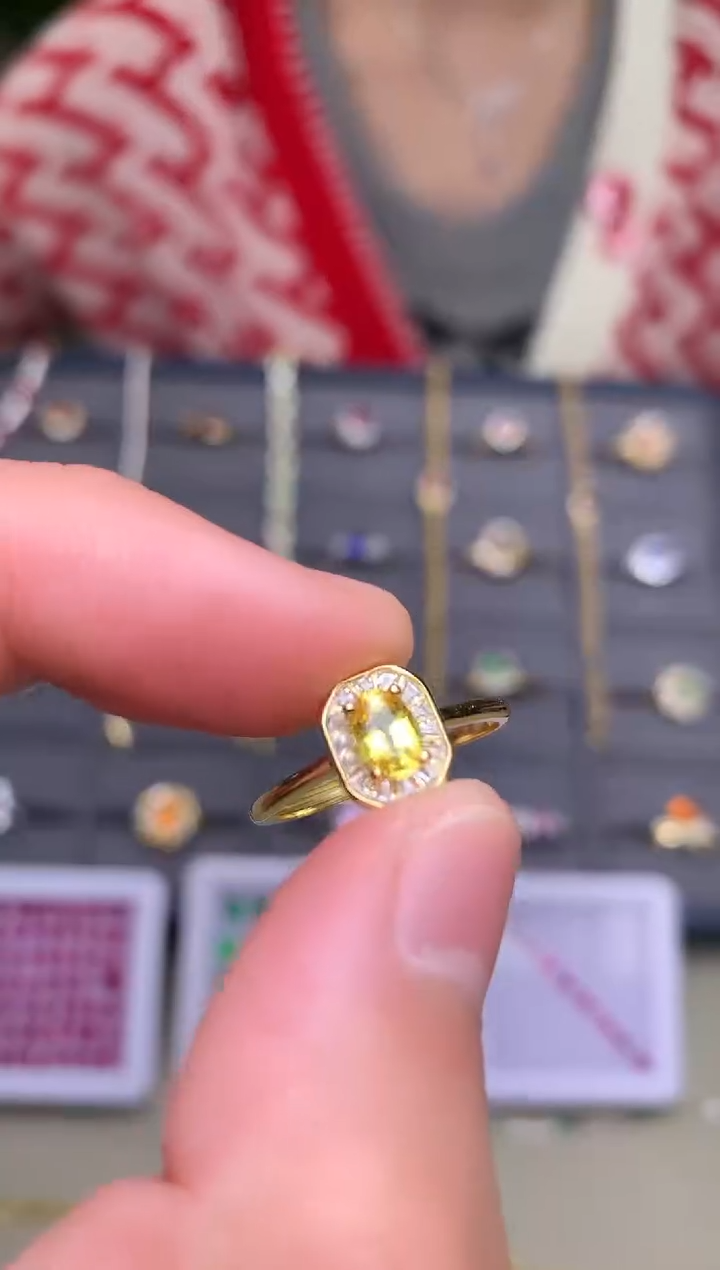 戒指蓝宝石银S925镶嵌戒指